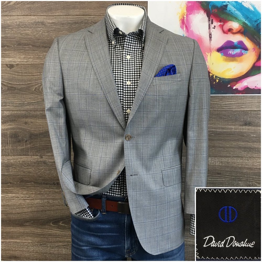 Men's David Donahue Blazer Sport Coats Two Button Wool Sports Jacket 42R Men